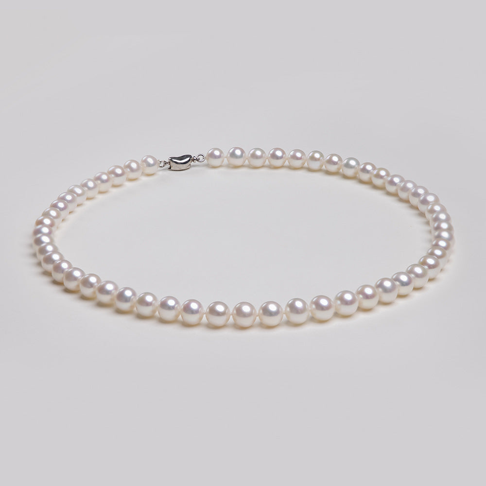 8-9 nearly round bright pearl necklace natural freshwater pearl necklace women send mother holiday gift box
