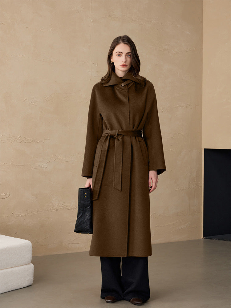 Hepburn Style Outwear Cashmere Woolen Outwear Double-Sided Woolen Outwear Women's Commuter Long Woolen Outwear 2025 Autumn and Winter Outwear
