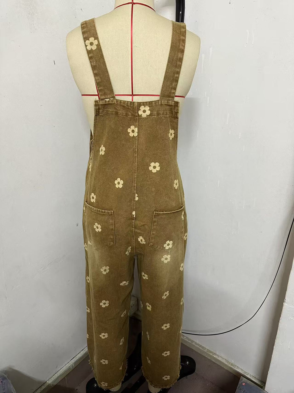 2026 New Foreign Trade Amazon Floral Print Wide-Leg Pants with Patchwork Loose Casual Retro Denim Overalls