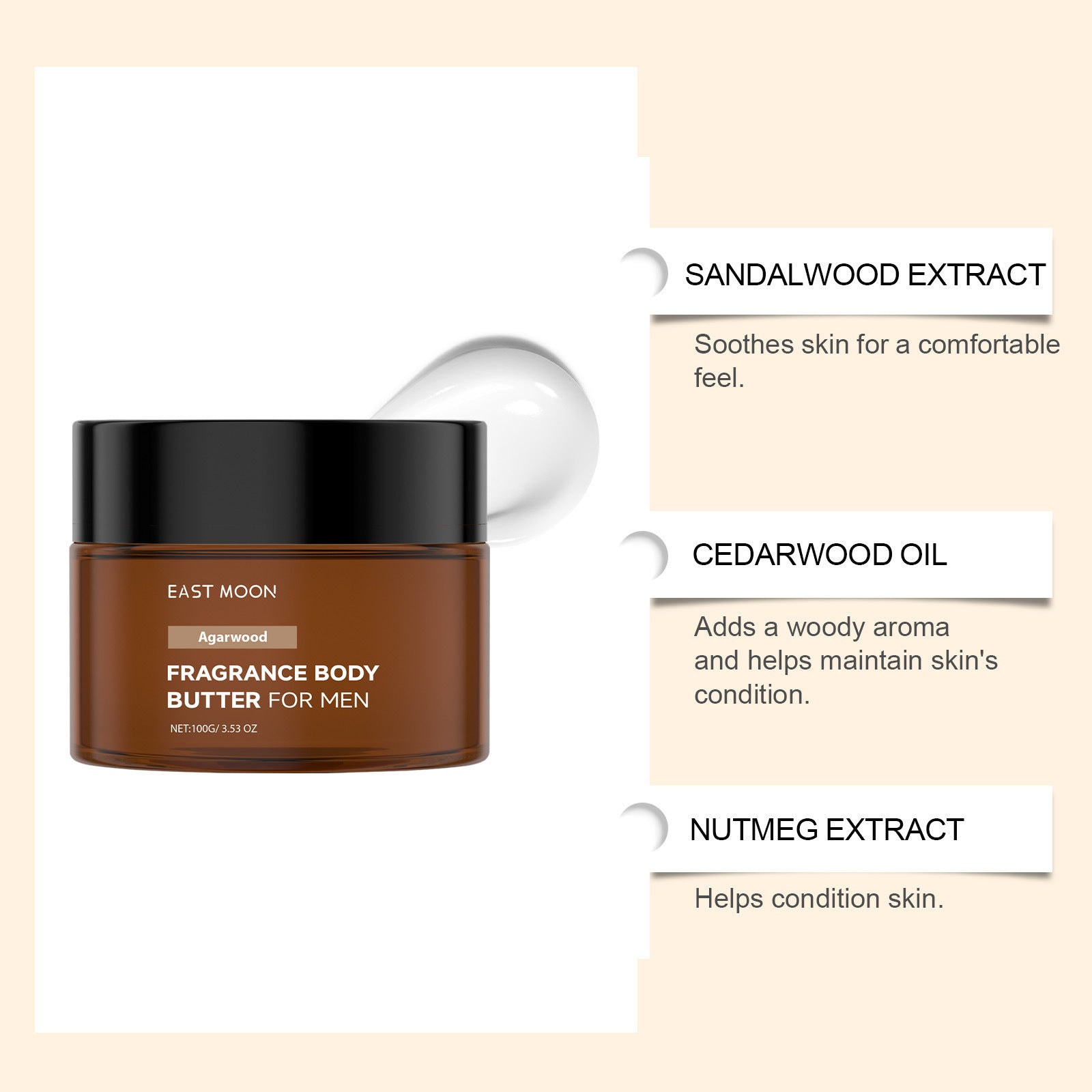 Cross-Border East Moon Men's Fragrance Body Lotion Cares for the Skin, Hydrates, Refreshes, Is Non-Greasy, Moisturizes and Leaves a Lasting Fragrance