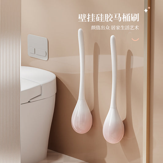 Toilet Brush No Dead Angle Household Non-Punch Toilet Silicone Brush Toilet Wall Hanging Long Handle Toilet Cleaning Artifact