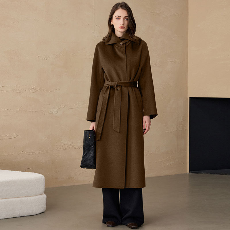 Hepburn Style Outwear Cashmere Woolen Outwear Double-Sided Woolen Outwear Women's Commuter Long Woolen Outwear 2025 Autumn and Winter Outwear