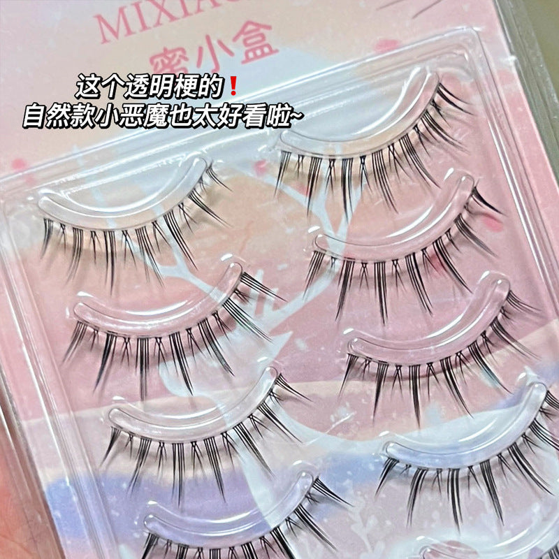 Sweet Little Box! Transparent Stem False Eyelashes, Natural Style, Devil Fairy Lashes, Manga Eyelashes, Affordable False Eyelashes