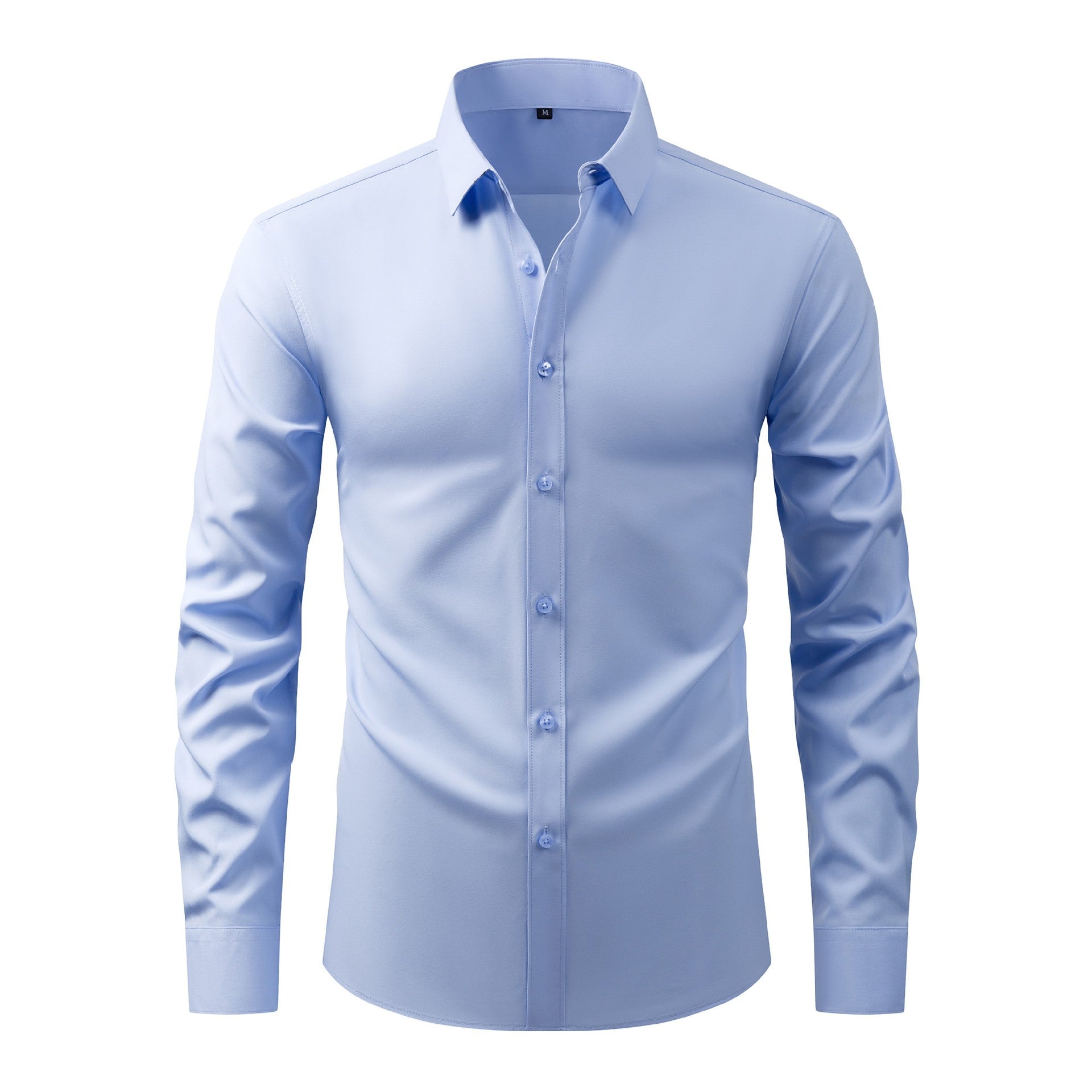 Cross-Border Lightweight Stretchy Plus-Size Men's Shirts, Wrinkle-Resistant Long-Sleeve Shirts, Amazon Cardigan Long-Sleeve Shirts for Men