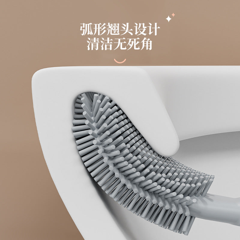 Toilet Brush No Dead Angle Household Non-Punch Toilet Silicone Brush Toilet Wall Hanging Long Handle Toilet Cleaning Artifact