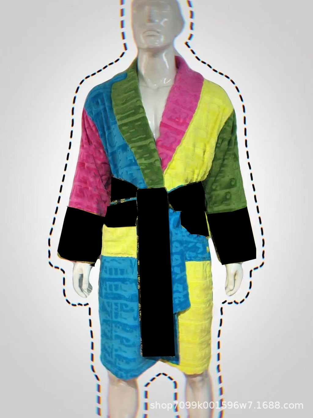 Cross-Border E-Commerce Pure Cotton Bathrobe Towel Material Unisex All-Season Lettered Bathrobe Van's Long-Style Couple's Bathrobe