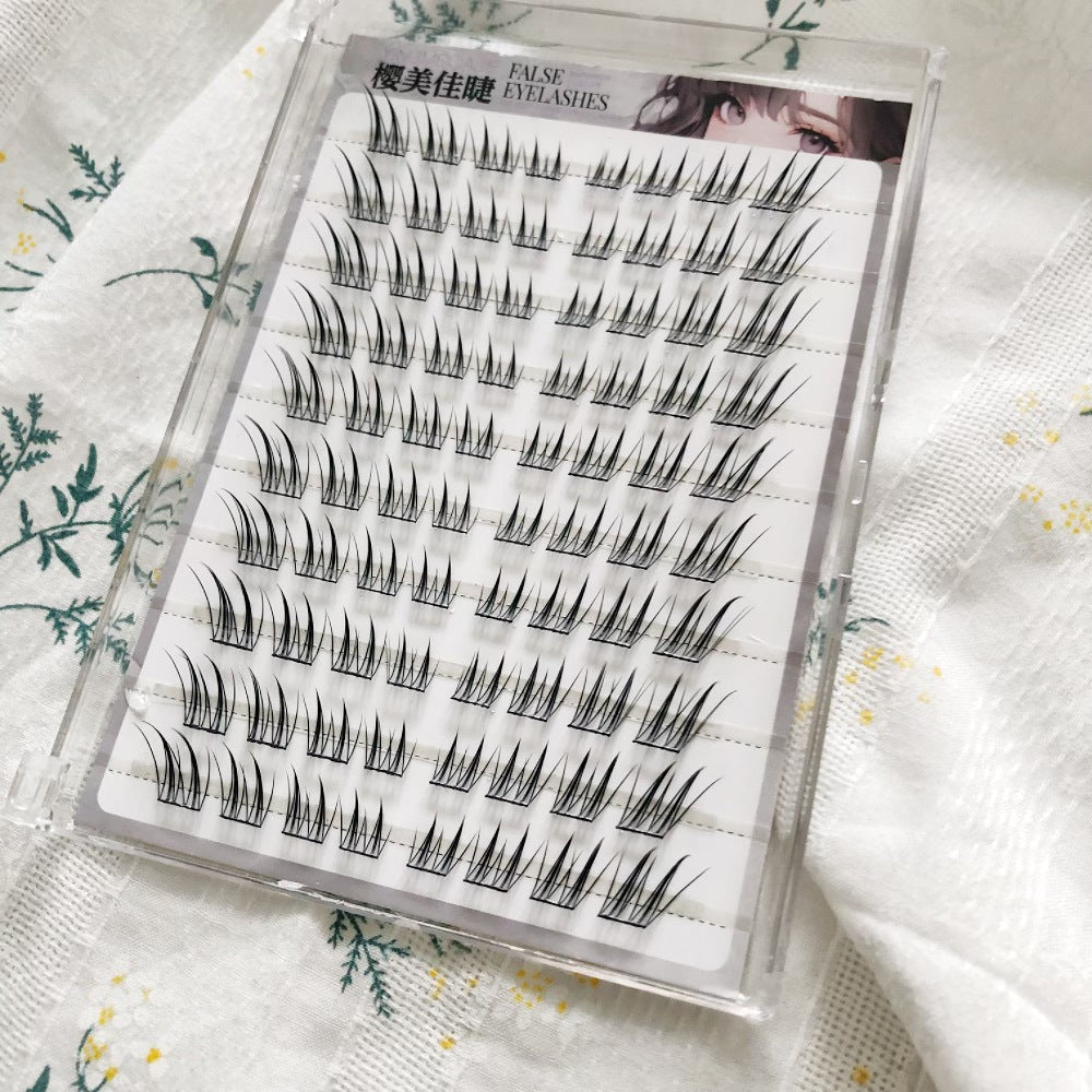 Yingmeijia Eyelashes Glue-Free Ten Rows of Jade-Faced Little Fox False Eyelashes Ancient Style Natural Thick Oblique Flying Segmented Pure Lust Style