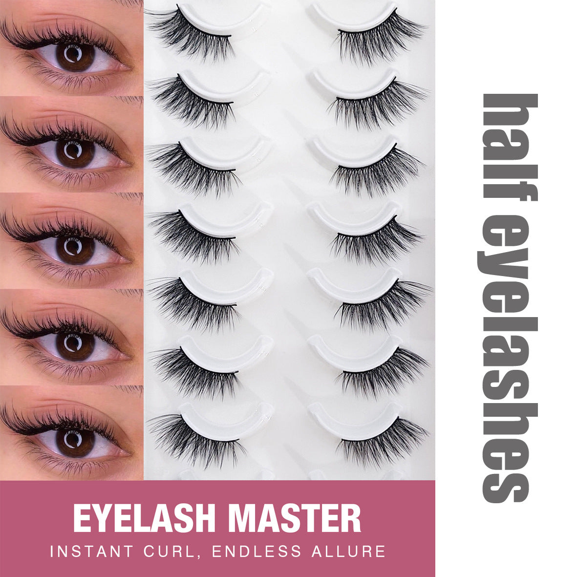 Manufacturer Wholesale Cotton Thread Stem Sharpened False Eyelashes Soft Natural Hand-Tied 3D Chemical Fiber Half-Eye False Eyelashes