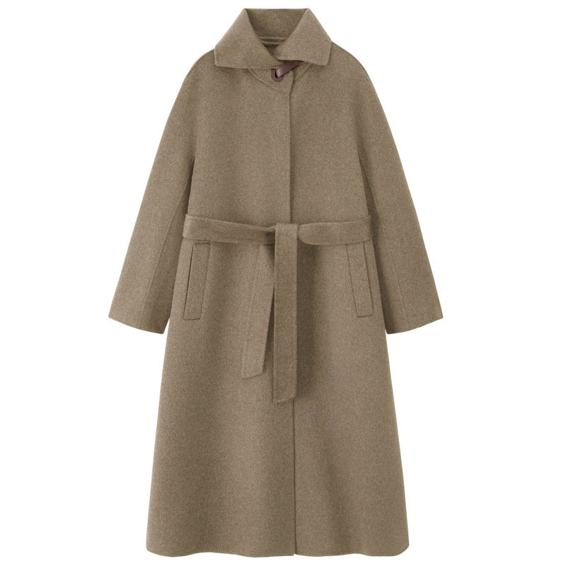 Hepburn Style Outwear Cashmere Woolen Outwear Double-Sided Woolen Outwear Women's Commuter Long Woolen Outwear 2025 Autumn and Winter Outwear