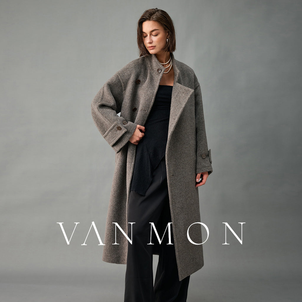 Lined, Thickened, Warm Autumn and Winter New Alpaca Wool Coat for Women with Partial Placket and Tie, Peruvian Alpaca Wool Coat