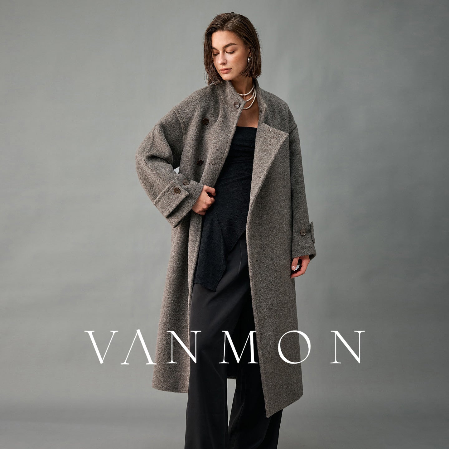 Lined, Thickened, Warm Autumn and Winter New Alpaca Wool Coat for Women with Partial Placket and Tie, Peruvian Alpaca Wool Coat