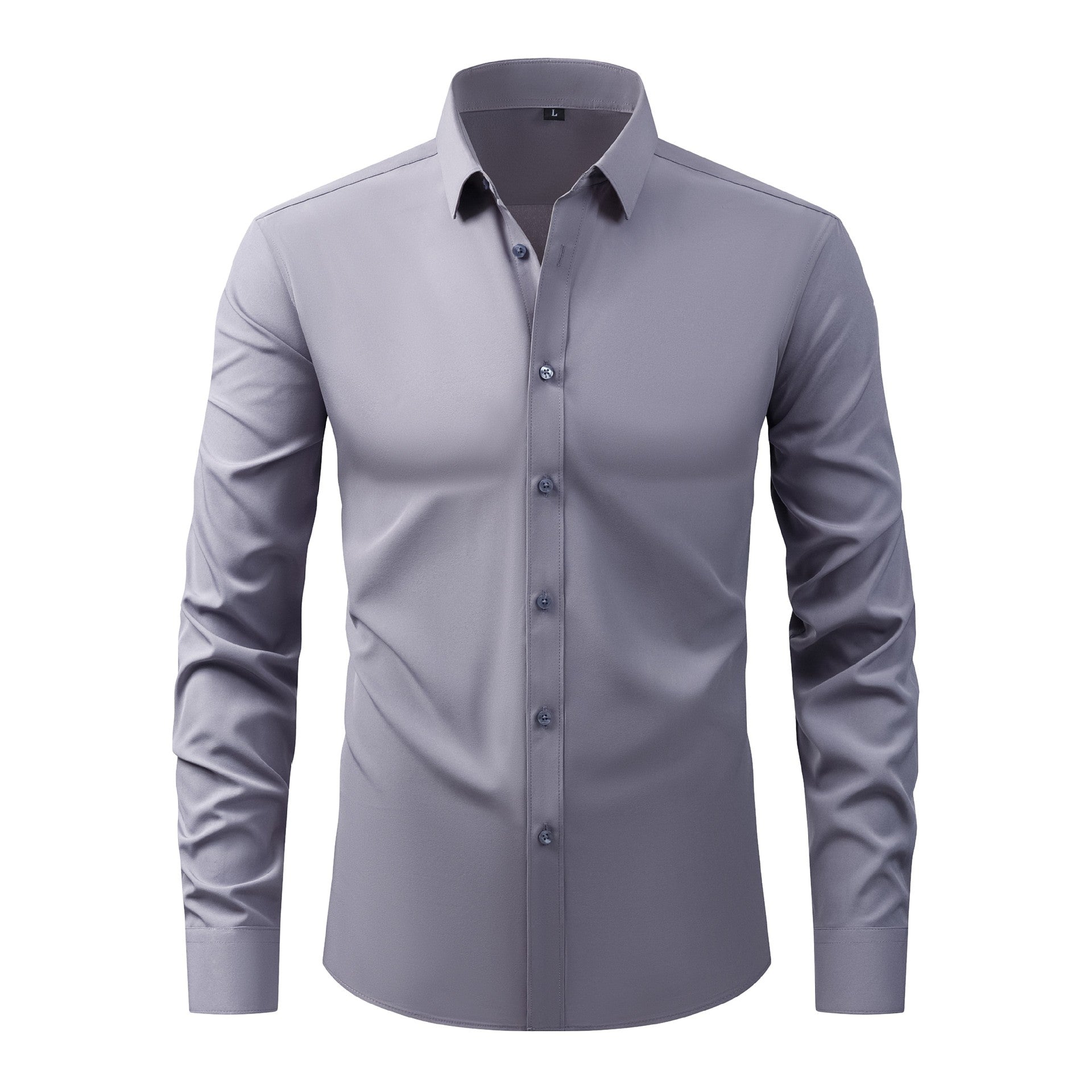Cross-Border Lightweight Stretchy Plus-Size Men's Shirts, Wrinkle-Resistant Long-Sleeve Shirts, Amazon Cardigan Long-Sleeve Shirts for Men