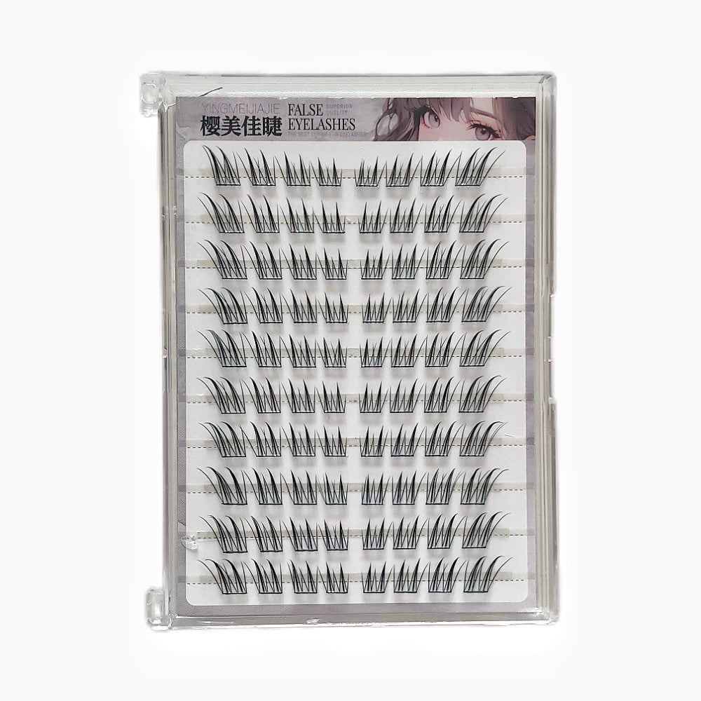Yingmeijia Eyelashes Glue-Free Ten Rows of Jade-Faced Little Fox False Eyelashes Ancient Style Natural Thick Oblique Flying Segmented Pure Lust Style