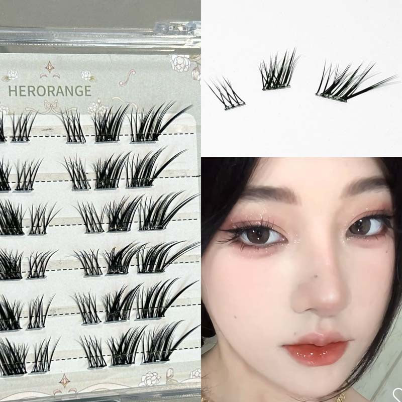 HERORANGE ~ light spring series glue-free false eyelashes soft curly segmented natural simulation cartoon eyelashes