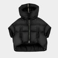 American retro style half sleeve down jacket 2024 new 95 white goose down hooded loose down jacket warm coat