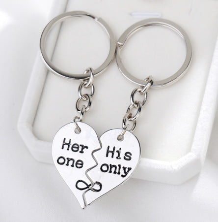 Mother's Day Keychain Women's Rose Gold Engraved Flower Pendant Keychain Love Puzzle Keychain Set