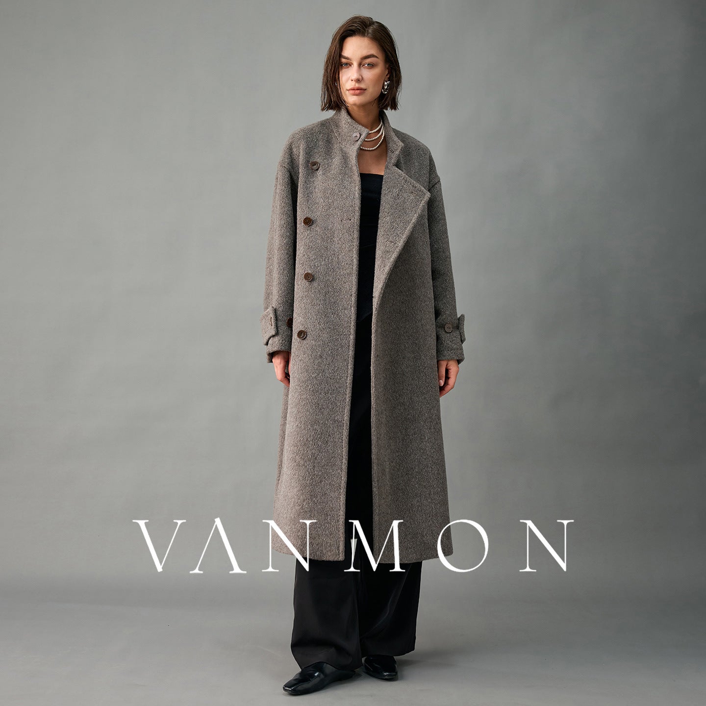 Lined, Thickened, Warm Autumn and Winter New Alpaca Wool Coat for Women with Partial Placket and Tie, Peruvian Alpaca Wool Coat