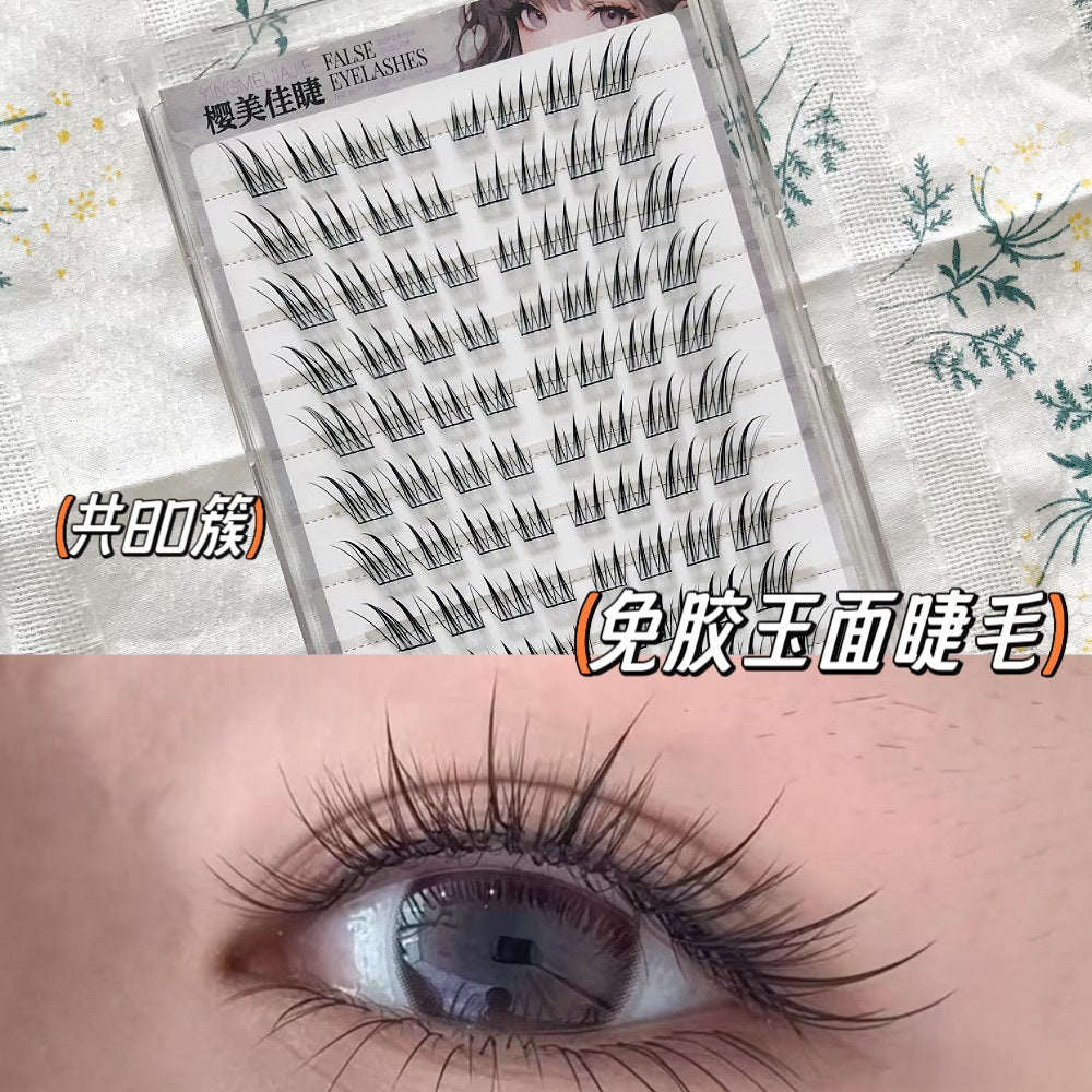 Yingmeijia Eyelashes Glue-Free Ten Rows of Jade-Faced Little Fox False Eyelashes Ancient Style Natural Thick Oblique Flying Segmented Pure Lust Style