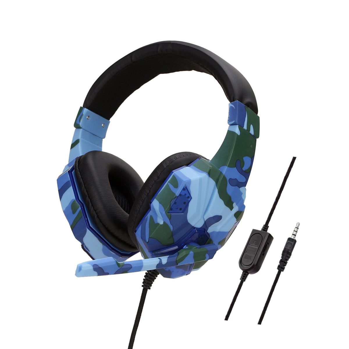 Camouflage Gaming Headset with Microphone for PC, Laptop & PS4 – Blue