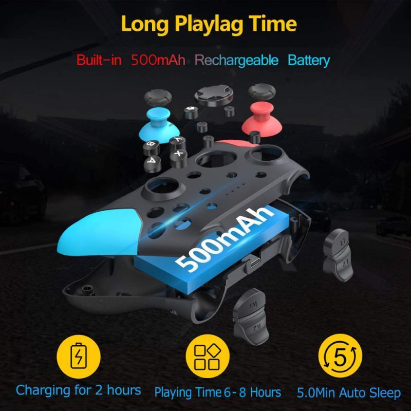 PC Wireless Bluetooth Game Switch Handle Gamepad Continuous Viberation Game Joystick Controller Left red right blue