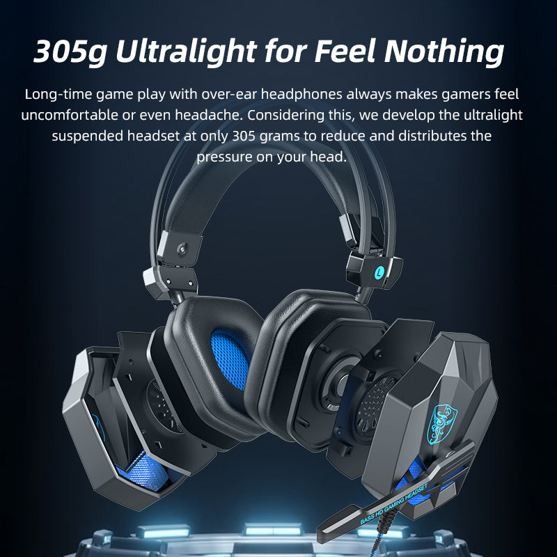 SY850 Gaming Headset with Noise Cancelling Microphone – White & Blue