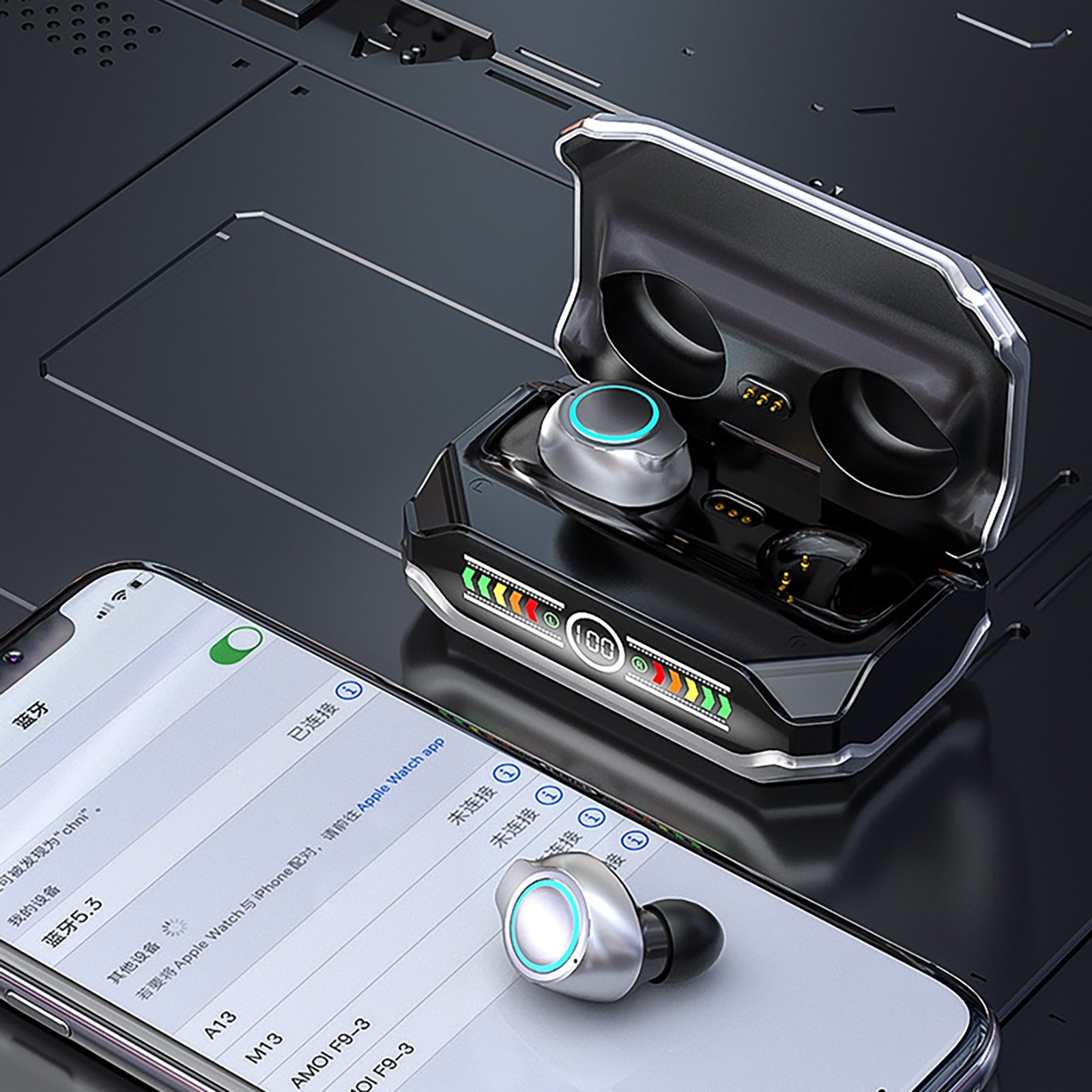 M43 Tws Wireless Headphones Bluetooth 5.3 Binaural Gaming Headset Touch Control Mini Earphones silver
