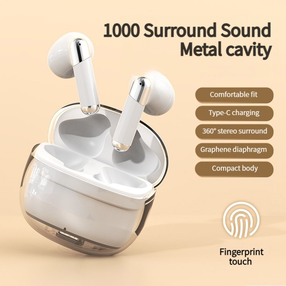 J209 Wireless Earbuds with Transparent Charging Case – Black