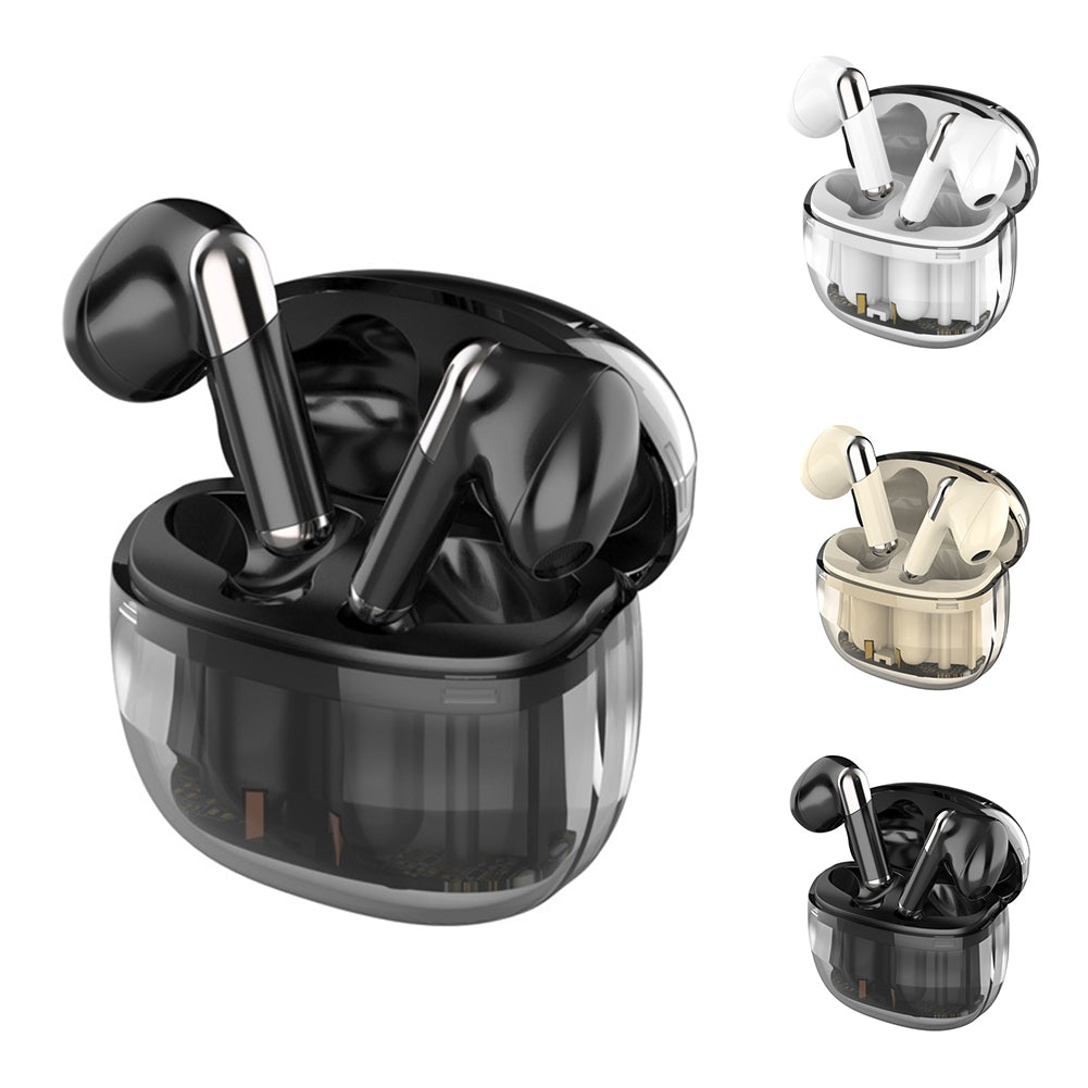 J209 Wireless Earbuds with Transparent Charging Case – Black