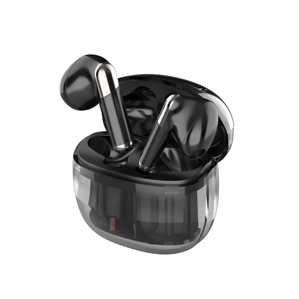 J209 Wireless Earbuds with Transparent Charging Case – Black