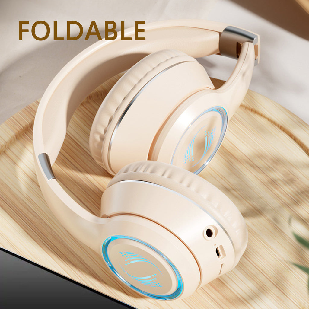 Wireless Folding Noise-Cancelling Headphones for Office & Gaming – Pink