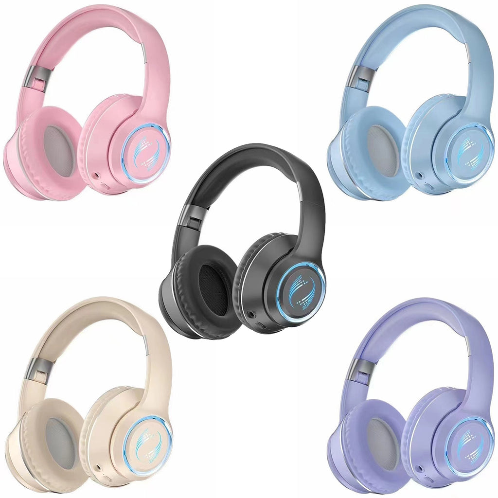 Wireless Folding Noise-Cancelling Headphones for Office & Gaming – Pink