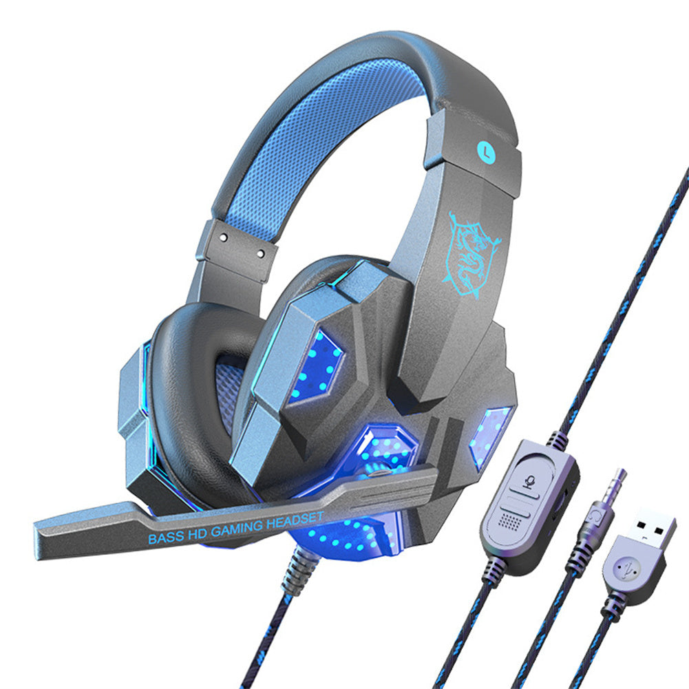 SY830MV Wired Headsets Over-Ear Stereo Earphones Cool Lighting Gaming Headset for Smart Phones Computer Laptop Tablet Black Red