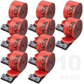 Winch Straps, 4" x 30', 6000 lbs Load Capacity, 18000 lbs Breaking Strength, Truck Straps with Flat Hook, Flatbed Tie Downs Cargo Control for Trailers, Farms, Rescues, Tree Saver, Red (10 Pack)