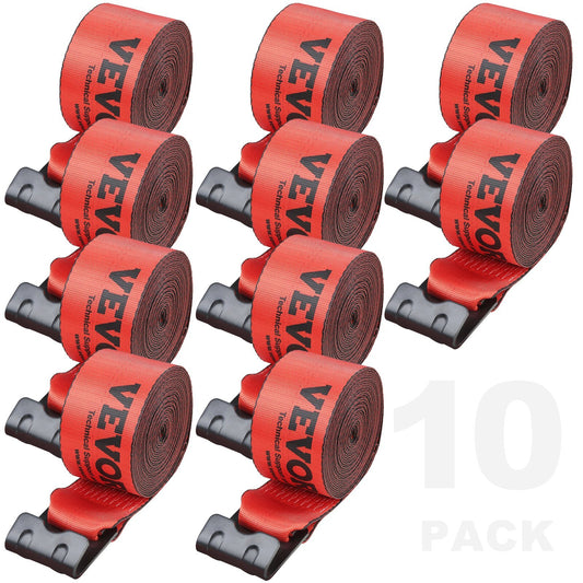 Winch Straps, 4" x 30', 6000 lbs Load Capacity, 18000 lbs Breaking Strength, Truck Straps with Flat Hook, Flatbed Tie Downs Cargo Control for Trailers, Farms, Rescues, Tree Saver, Red (10 Pack)
