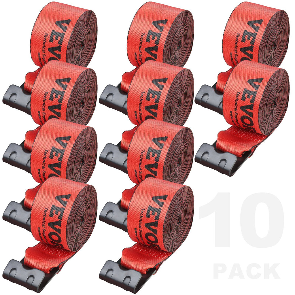 Winch Straps, 4" x 30', 6000 lbs Load Capacity, 18000 lbs Breaking Strength, Truck Straps with Flat Hook, Flatbed Tie Downs Cargo Control for Trailers, Farms, Rescues, Tree Saver, Red (10 Pack)