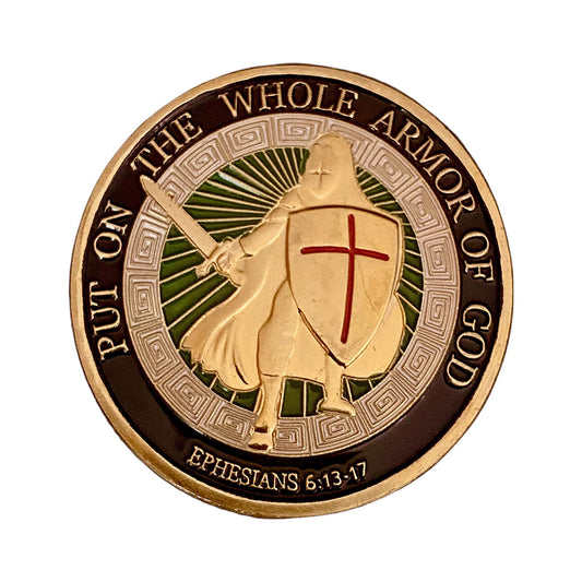 Put on the Whole Armor of God Christian Gold Plated Coin