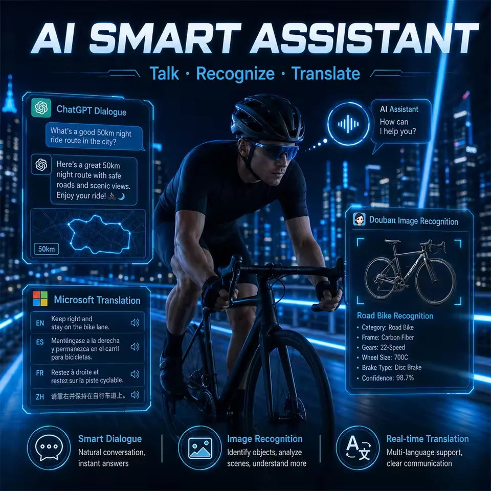 2026 New AI Smart Glasses 1080P Camera Anti-shake Cycling Ridi Sports glasses AI  Translation ChatGPT Dual Mic Windproof Goggles