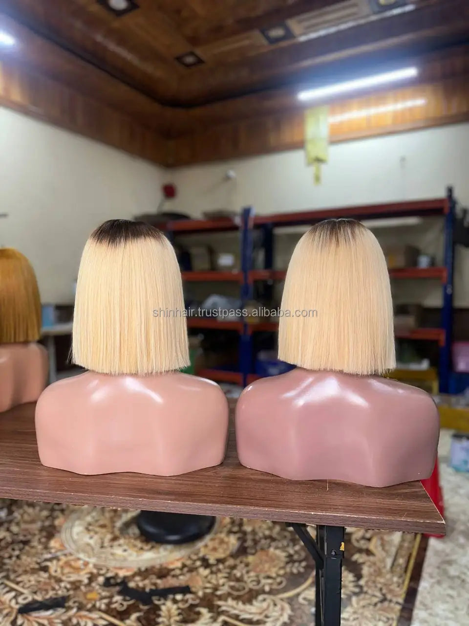 Bob Wig Bangs Lace Closure Human Hair Wigs Transparent Fringe for Blonde Ginger Women Vietnamese Raw 250% Density for Lace