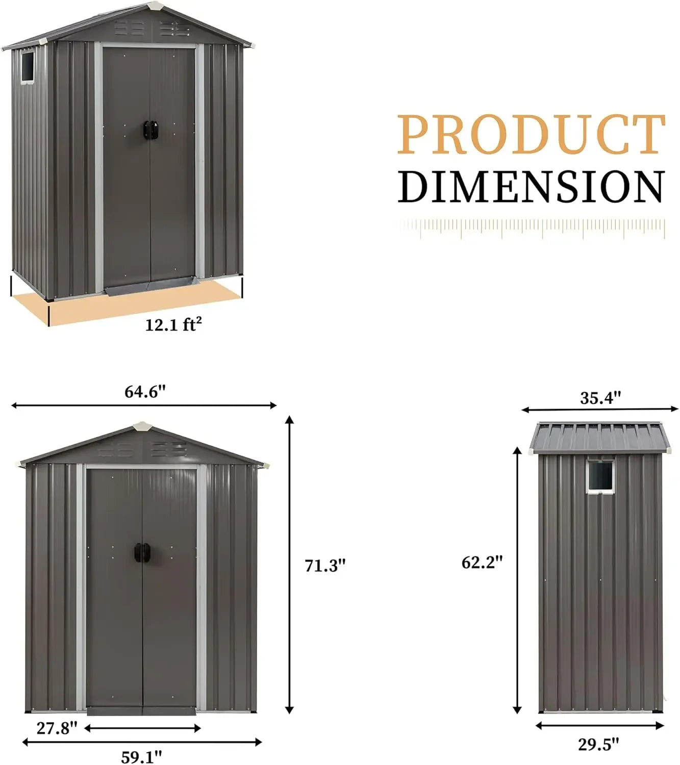 5 x 3 x 6 FT Outdoor Storage Shed, Metal Tool Shed Clearance Garden Steel Shed with Side Window and Lockable Door Waterproof Too