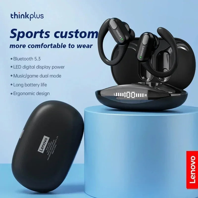 Lenovo XT80 Wireless Headphones Bluetooth 5.4 Earphones True with Mic Button Control Noise Reduction Earhooks Waterproof Headset