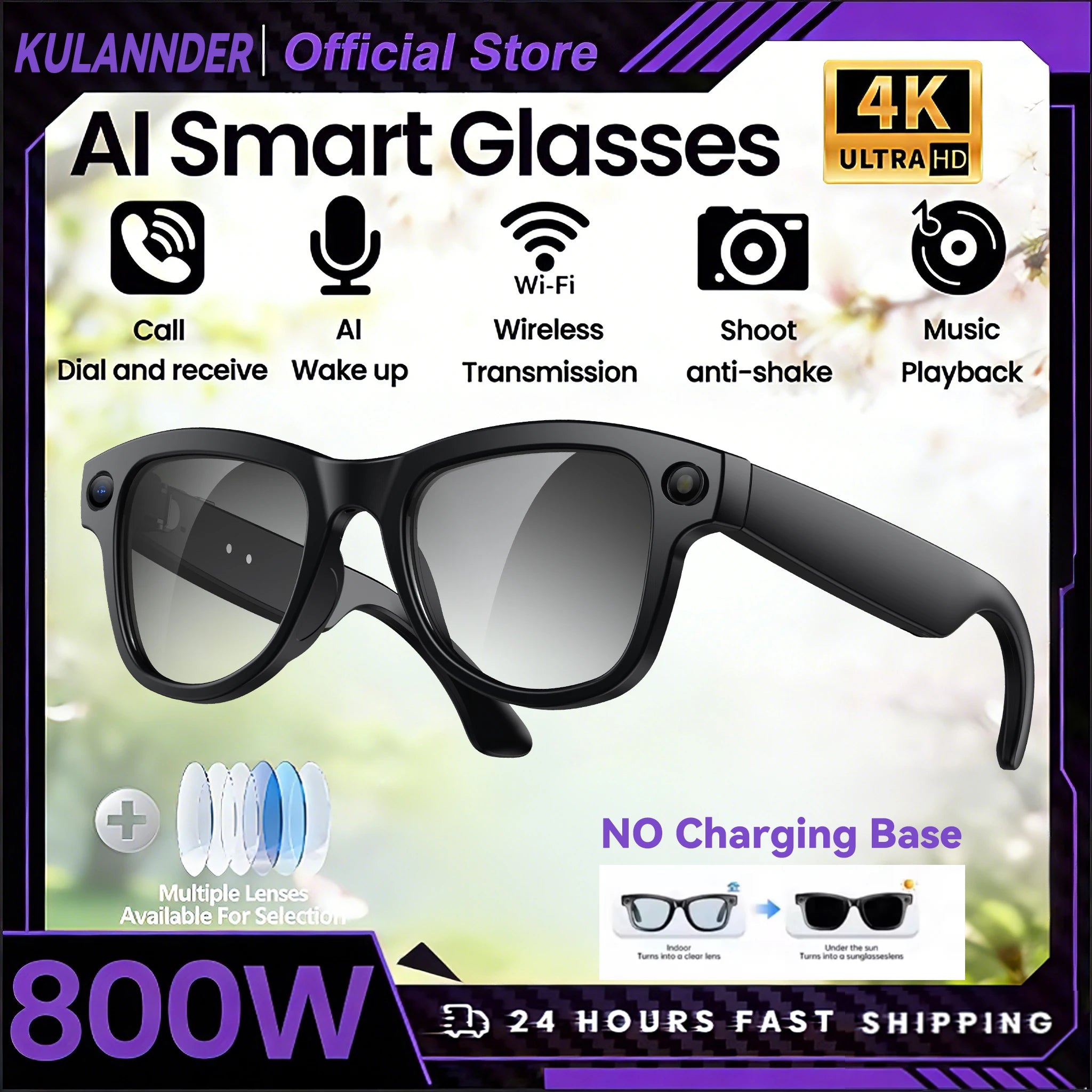 2026 Smart AI Glasses for Men 1080P HD Video Recording ChatGPT Integration Bluetooth Call Function 32GB ROM Language Translation