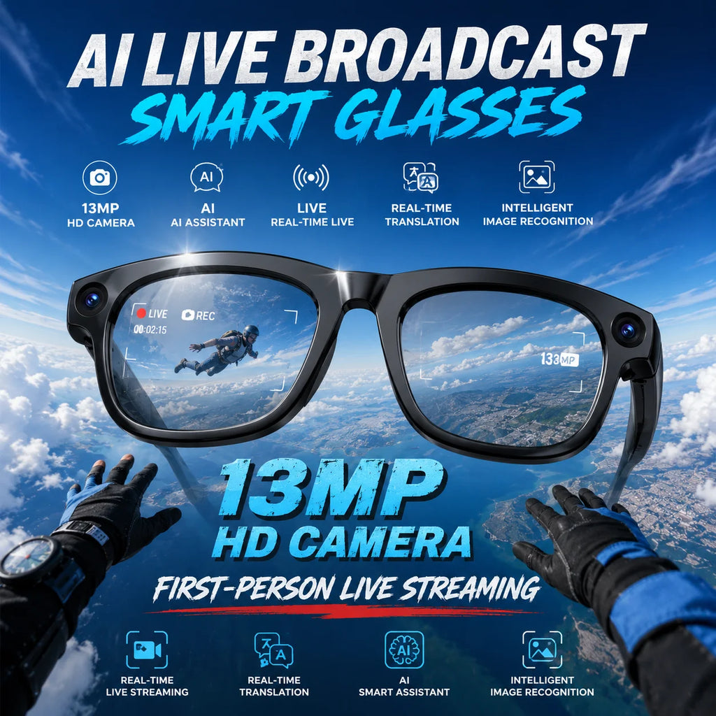 AI Glasses with 13MP POV Camera, Meeting Recording, Speech to Text, Smart Summary, Live Translation and Bluetooth Audio for Work