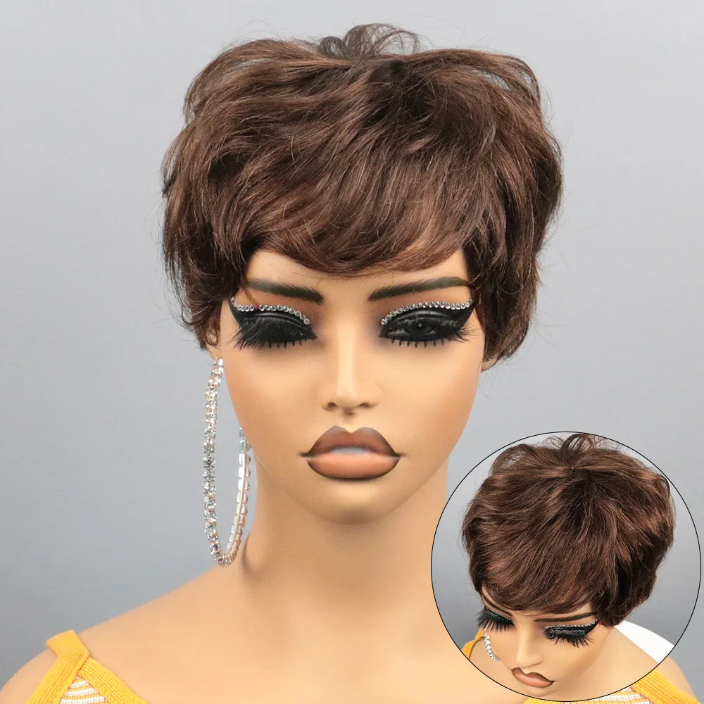 Short Human Hair Wigs for Women Glueless Wigs Human Hair Short Bob Wig With Bangs