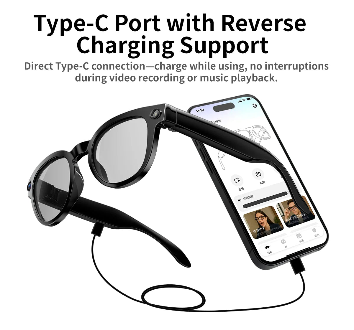 2026 AI Smart Glasses Translation Glasses 800W Pixel Camera Photo Video Recording WIFI Bluetooth 5.4 Waterproof Smart Sunglasses