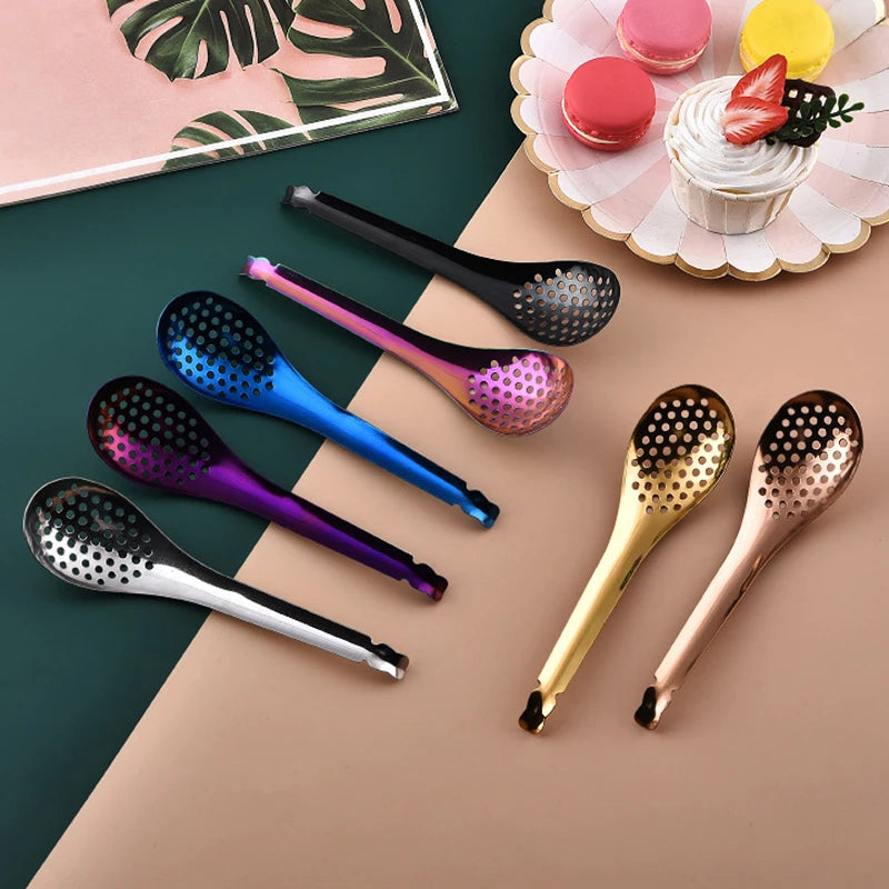410 Stainless Steel Kitchen Spoon With Holes Cuisine Caviar Builder Roe Sauce Strainer Spoon Durable Kitchen Cooking Gadgets