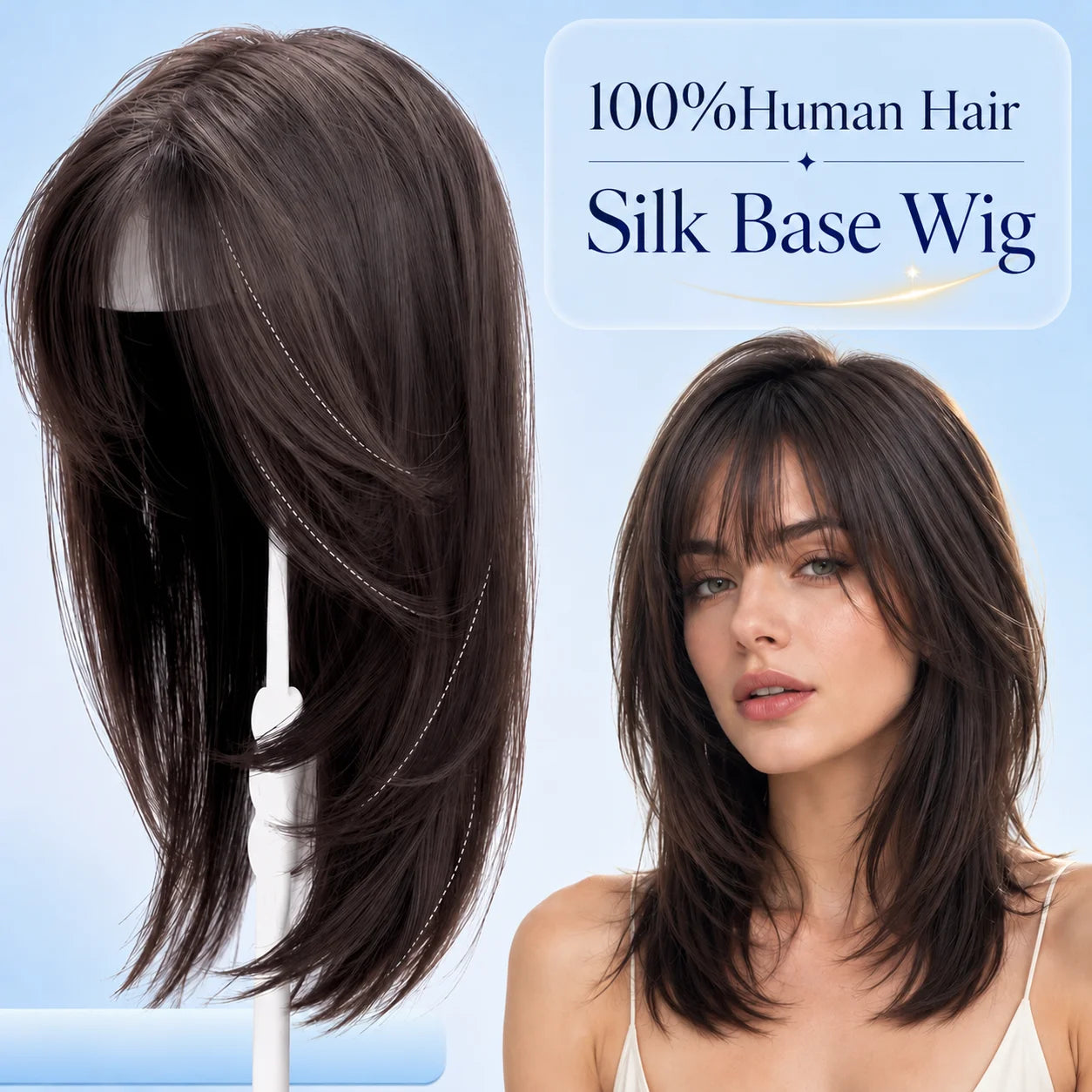 European Raw Human Hair Wig 6x6 Silk Top Realistic Scalp Glueless Wigs Layered Straight 150% Density PU Front Elastic Net Wig