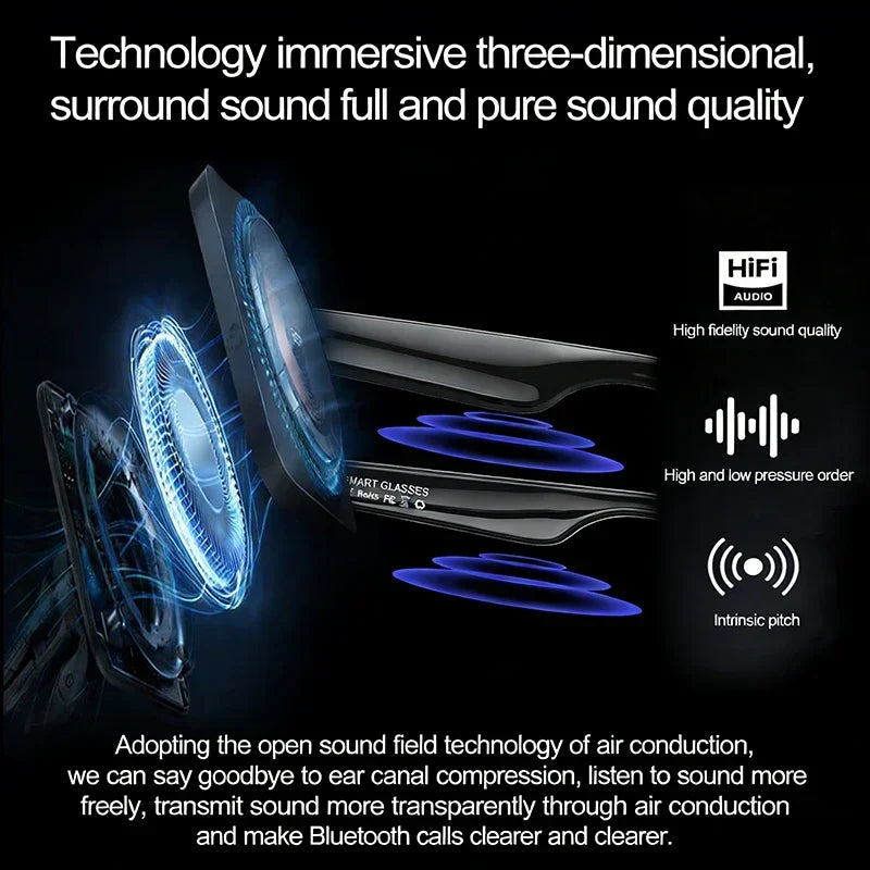 AI Smart Glasses for Men Smart Translation Glasses with Waterproof Call Function BT Smart Sunglas Outdoor Sports Headphones