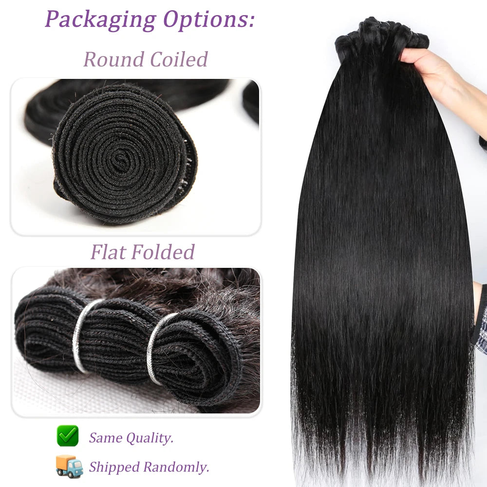 Straight Bundles Human Hair 10-30 Inch Hair Weave Bundles 100% Human Hair Extensions Natural Black Raw Hair Bundles 50G/Pcs