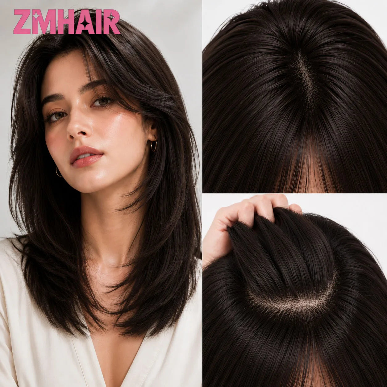 European Raw Human Hair Wig 6x6 Silk Top Realistic Scalp Glueless Wigs Layered Straight 150% Density PU Front Elastic Net Wig