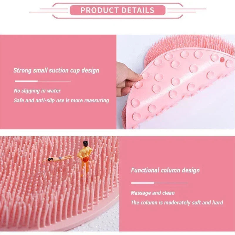 Exfoliating Brush for Feet Foot Wash Mat Brush Body Wash Scrubber in Shower Silicone Bath Massage Mat Back Brush Wall Mounted